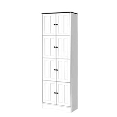 Tall Storage Cabinet with Doors, 4 Shelves, White