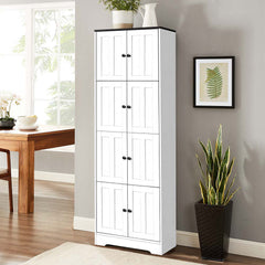 Tall Storage Cabinet with Doors, 4 Shelves, White