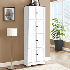 Tall Storage Cabinet with Doors, 4 Shelves, White