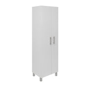 Tall Storage Cabinet with Double Doors and 6 Shelves in White