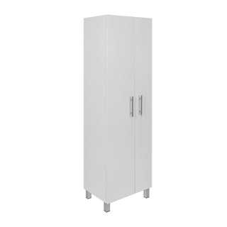 Tall Storage Cabinet with Double Doors and 6 Shelves in White