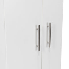 Tall Storage Cabinet with Double Doors and 6 Shelves in White