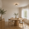 Angle | a second view of the flush mount over the dining table, opposite side of the room