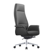 Task Chair in Black Faux Leather with Silver Aluminum Frame