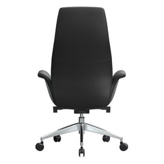 Task Chair in Black Faux Leather with Silver Aluminum Frame