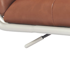 Task Chair in Brown Faux Leather with Zinc Frame and Casters