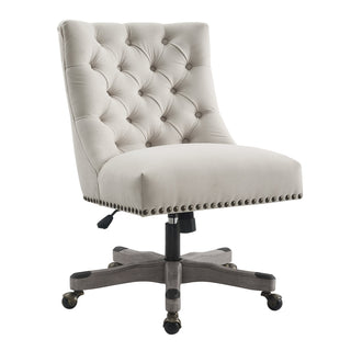 Task Chair in Natural Polyester Blend with Button Tufting and Five-Spoke Base