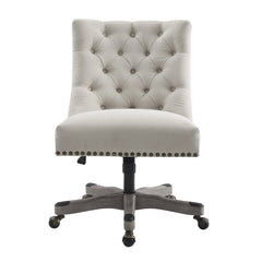 Task Chair in Natural Polyester Blend with Button Tufting and Five-Spoke Base