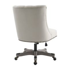 Task Chair in Natural Polyester Blend with Button Tufting and Five-Spoke Base