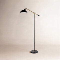 Task Floor Lamp with Adjustable Head, Black Metal