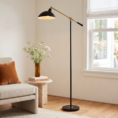 Task Floor Lamp with Adjustable Head, Black Metal