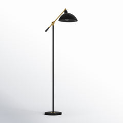 Task Floor Lamp with Adjustable Head, Black Metal