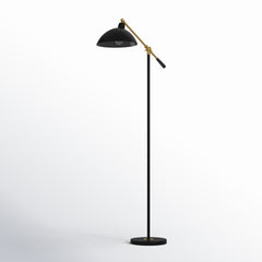 Task Floor Lamp with Adjustable Head, Black Metal