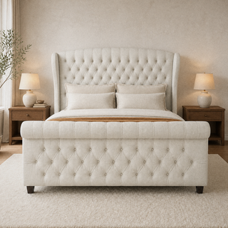 Grevane Tayinloan Chenille Wingback Sleigh Bed