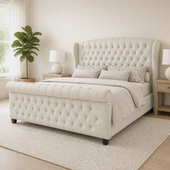 Grevane Tayinloan Velvet Wingback Sleigh Bed - image 7