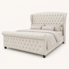 Grevane Tayinloan Velvet Wingback Sleigh Bed - image 4