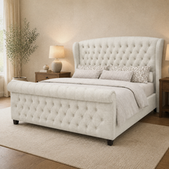 Grevane Tayinloan Velvet Wingback Sleigh Bed - image 2