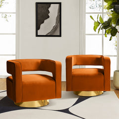 Room | The Tessmar Akrar Velvet Swivel Barrel Chair in a styled room