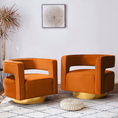 Room | The Tessmar Akrar Velvet Swivel Barrel Chair in a styled room