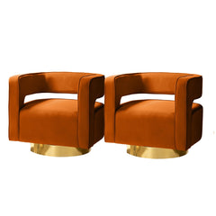 Angle | Three-quarter view of the Tessmar Akrar Velvet Swivel Barrel Chair