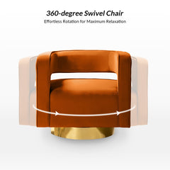 Front | Straight-on view of the Tessmar Akrar Velvet Swivel Barrel Chair