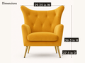Dimensions | overall width, depth, and height diagram for the mustard velvet wingback chair