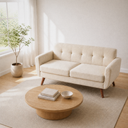 Angle | The same room from three-quarters, showing seat depth and arm profile