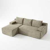 The Cloud Sectional in camel corduroy on white studio background