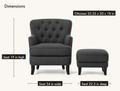 Dimensions | dimension diagram showing seat and ottoman measurements