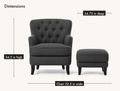 Dimensions | dimension diagram showing chair width, depth, and overall height