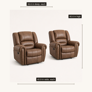 Dimensions | two Nut Brown recliners with 40.9 inch width, 36.6 inch depth, and 40.6 inch height callouts