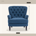 Dimensions | overall dimensions diagram for the dark-blue chair showing 33.5 inch width and 34.5 inch height