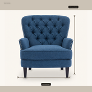 Dimensions | overall dimensions diagram for the dark-blue chair showing 33.5 inch width and 34.5 inch height