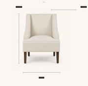 Dimensions | overall chair width, depth and height drawn over the clean studio front