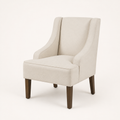 Studio three-quarter | cream chair rotated 55 degrees, showing the curved arm profile and seat depth