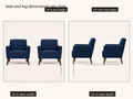 Seat dimensions | front and side studio views with 20 inch seat width and depth, 18 inch seat height, and 9 inch birch leg height callouts