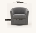 Dimensions | drawn seat dimensions for the slate gray swivel barrel chair: 20.5 inch seat W, 19 inch seat H, and 19.5 inch seat D