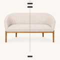 Dimensions | seat dimensions for the beige channel-back loveseat: seat width, depth, and height