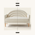 Seat dimensions | Dimension card showing 16.73-inch seat height, 21.26-inch seat depth, and 17.91-inch back height