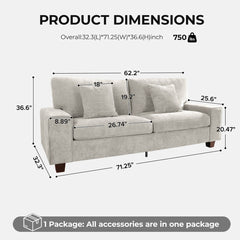 Angle | Three-quarter view of the Tessmar Lavdara Compact Square Arm Sofa