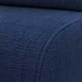 Close view | solid navy blue plain-weave upholstery and rounded seat-edge seam