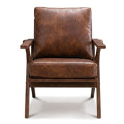 Tessmar lounge chair front view on white studio background, brown faux leather