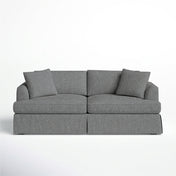 Tessmar Lucia sofa in Macc Gray textured linen on white studio background