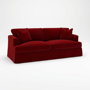 Tessmar Lucia sofa in Bella Ruby performance velvet on white studio background