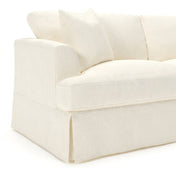 Tessmar Lucia sofa arm and kick pleat detail in pearl basketweave fabric