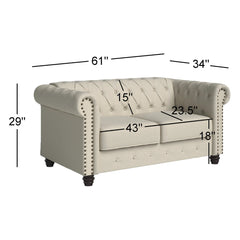 Angle | Three-quarter view of the Tessmar Maun Chesterfield Loveseat
