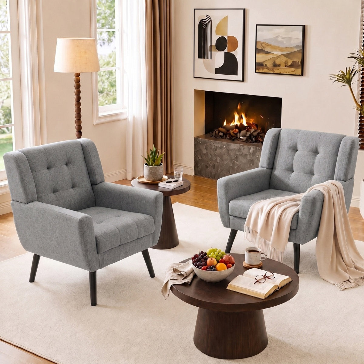 Tessmar Midvagur Tufted Wide Back Armchair Set