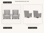Dimensions | each chair measures 30 inches wide, 30 inches deep, and 35 inches high