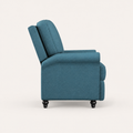 Studio side | Left profile of the upright recliner showing the back angle, side panel, and turned feet