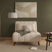 Tessmar Morskranes Pillow Back Convertible Chair in a restyled supplier room | Pipeline B room-shell edit 1
